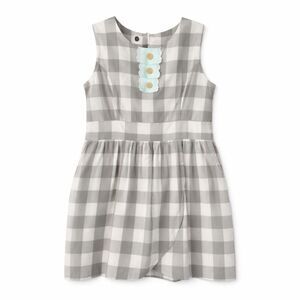 Knitted Dove Babydoll Dress Plaid Cotton Gray Cottagecore Romantic Women L